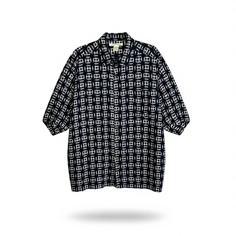 Knightsbridge Shirt Men's Vintage Blue Graphic Print Button Front Size Large